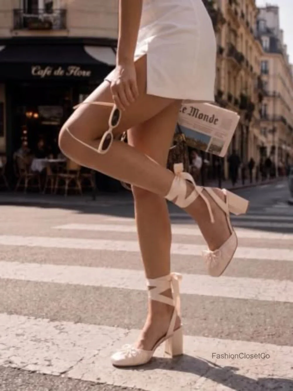 Ballet Heels for Women Satin Bow Chunky Block Heel Pumps Lace Up